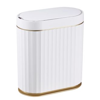 No Brand Papelera Autom&aacute;tica Con Sensor De Movimiento: Dise&ntilde;o Delgado De 2 Galones, Ideal Para Ba&ntilde;os, Dormitorios, Cocinas Y Oficinas Color Blanco Con Detalles