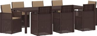 vidaXL Conjunto De Comedor De Jard&iacute;n 9 Uds. Marr&oacute;n Y Topo Pp Vidaxl