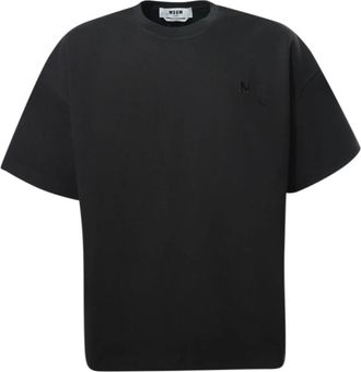 Msgm Cotton Jersey T-Shirt - Heren - T-shirts - Zwart - S - Katoen - Tops