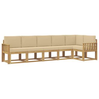 vidaXL Conjunto De Sof&aacute;s De Exterior Con Coj&iacute;n 6 Pcs Y Beige Poli&eacute;ster Vidaxl