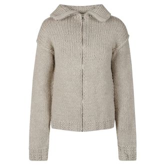 Prada C&aacute;rdigan de Lana con Cremallera - Knitwear - Mujer - Beige - S