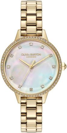 Olivia Burton Captivate Mother-of-Pearl & Crystal Bracelet Watch, 34mm in Mop/Gold at Nordstrom