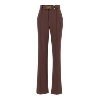 Elisabetta Franchi Wide Trousers, female, Brown, Size: S Wide Trousers