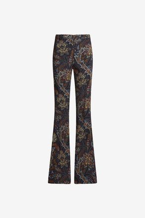 Etro Ausgestellte Crepe-Stretch-Hose mit floralem Paisleyprint