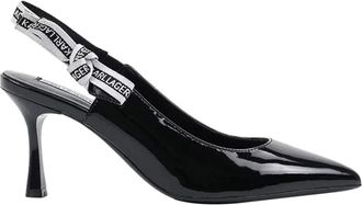 Karl Lagerfeld Sienna Ribbon Sling - Dames - Pumps - Zwart - 35 EU - Leer - Schoenen