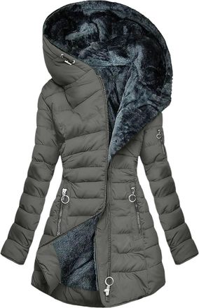 Generic Winter Coats for Women UK Quilted Down Longline Puffer Coat Fleece Lined Waterproof Jacket with Fur Hood Autumn Winter Plus Size Trench Jacket Warm Ou