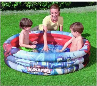 Trade Shop Trade Shop - Piscina Gonfiabile Spiderman 3 Anelli 122 X 30 Cm Fuori Terra Spider-man