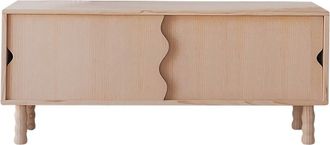 Naan Furniture Mueble de tv bajo de madera maciza natural 120 cm sin barnizar