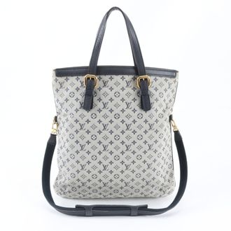 Louis Vuitton Blue Leather Canvas Shoulder Bag Tote Bag (Pre-Owned)