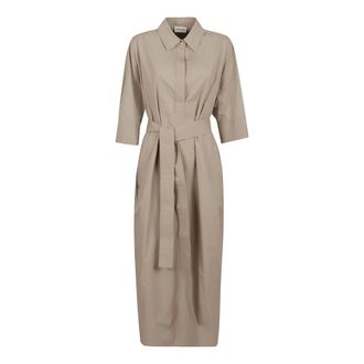 P.A.R.O.S.H. Shirt Dresses, female, Beige, Size: M Brown Cotton Dress for Women