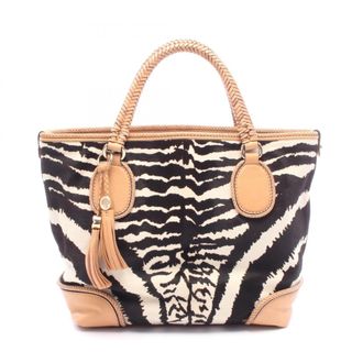 Gucci Beige Black White Leather Handbag Tote Bag (Pre-Owned)