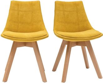 Miliboo Lote de 2 sillas nórdicas en tejido mostaza matilde