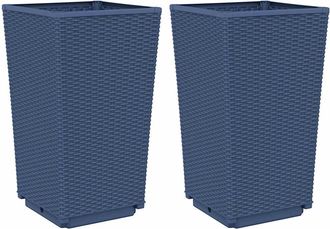 vidaXL Vidaxl - Jardineras 2 Unidades Pp Azul Gris 32,5x32,5x57 Cm