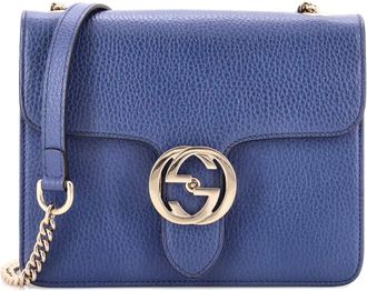 Gucci Interlocking Leather Small shoulder bag - Blauw