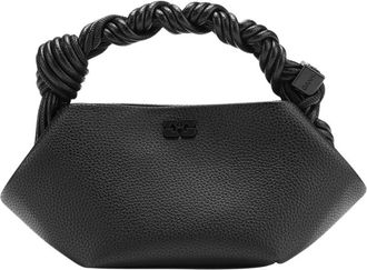 Ganni Mini Grained Zwarte Tas Twist Handvat - Dames - Handtassen - Zwart - ONE Size - Tassen