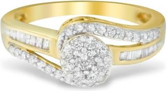 House of Brilliance 10K Yellow Gold 1/2 Cttw Diamond Bypass Swirl Cluster Ring at Nordstrom, Size 6