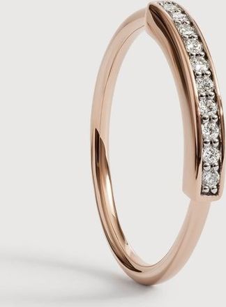 Monica Vinader Rose Gold MV Linear Pav&eacute; Diamond Stacking Ring Lab Grown Diamond