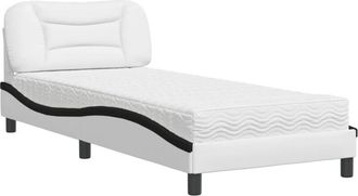 vidaXL Vidaxl - Cama Con Colch&oacute;n Cuero Sint&eacute;tico Blanco Y Negro 90x190 Cm