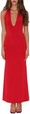 Tiger Mist Solyne Plunge Neck Maxi Dress in Red at Nordstrom, Size Xx-Small