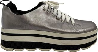 Prada Pre-owned Womens Platform Sneakers in Silver Leather - Size EU 40