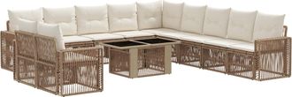 vidaXL Conjunto De Sof&aacute;s De Jard&iacute;n 12 Uds. Beige Y Blanco Crema Vidaxl