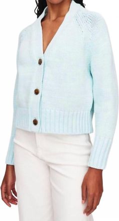 White + Warren Cotton Rope Button Cardigan In Aqua Cord