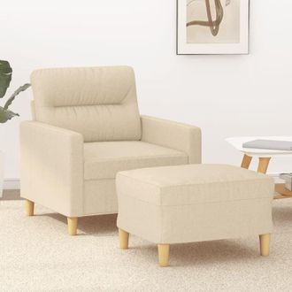 vidaXL Sill&oacute;n Con Taburete Tela Crema 60 Cm Vidaxl