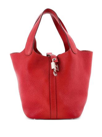 Herm&egrave;s Picotin Lock Bag Clemence PM bucket bag - women - Calf Leather - One Size - Red