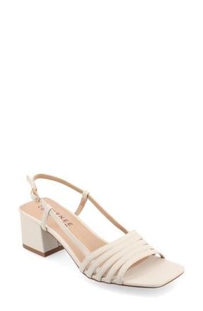 Journee Collection Shayana Block Heel Slingback Sandal in Bone at Nordstrom Rack, Size 6.5