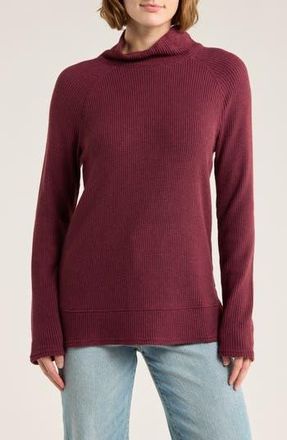 Caslon Cozy Cowl Neck Long Sleeve Waffle Knit Top in Burgundy Tannin at Nordstrom Rack, Size Xx-Large