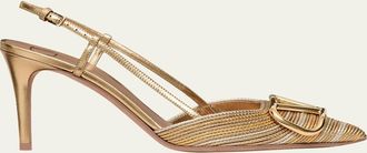 Valentino Garavani VLogo Metallic Slingback Pumps
