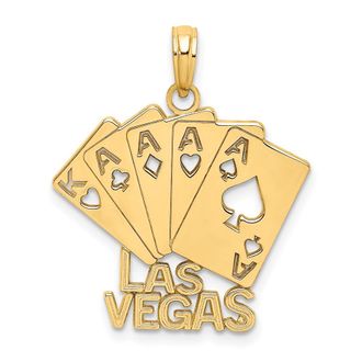 Diamond2Deal 14k Yellow Gold LAS VEGAS Playing Cards Charm