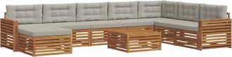 vidaXL Conjunto De Sof&aacute;s De Exterior 9 Uds. Gris Natural Y Claro Vidaxl