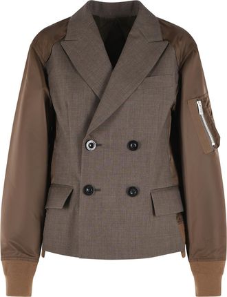 sacai Brown Wool Blend Blazer