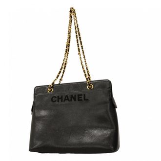 Chanel Black Grained Calfskin Tote Bag (Pre-Owned)