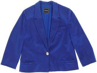 Versace 1990 single-breasted wool blazer - women - Wool/Rayon - M - Blue