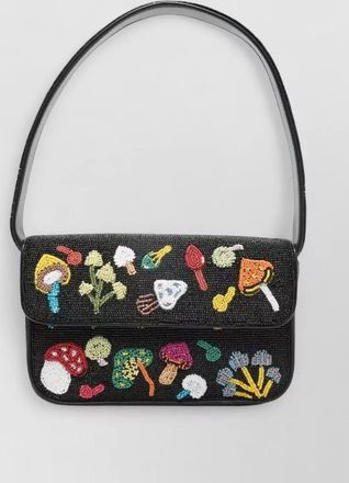 Staud tommy beaded shoulder bag floral mushrooms