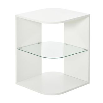 HOMCOM Modern Side Table with 2 Shelves White | TJ Hughes