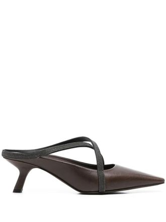 Brunello Cucinelli Brunello Cucinelli Womens Square Pointed Sandals - Dark Brown Leather - Size EU 40