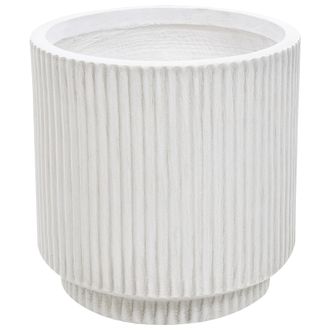 Beliani Maceta De Mezcla De Arcilla Blanco Crema 24 Cm Agujero Drenaje Acabado Vertical Daria