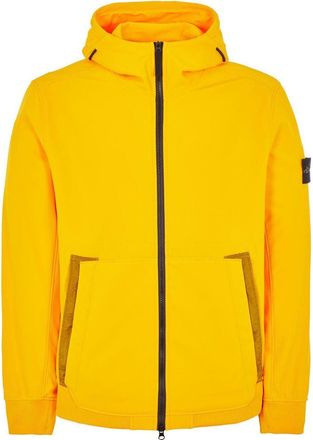 Stone Island Logo Patch Hooded Zip-Up Jacket Yellow 7715Q0122-V0030