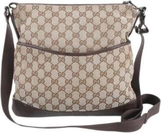 Gucci Pre-owned Cross Body Bags, male, Beige, Size: ONE SIZE Pre-owned GG Canvas Shoulder Tote