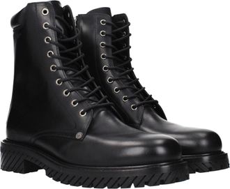 Off-white Mens Black Leather Ankle Boots