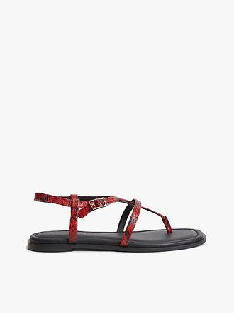Tommy Hilfiger Sandalias de tiras de piel con efecto serpiente