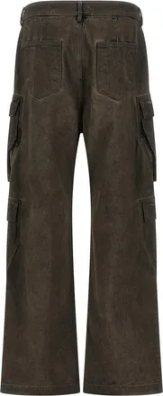 Rick Owens Double Cargo Washed Denim Cargo Pants - Gray