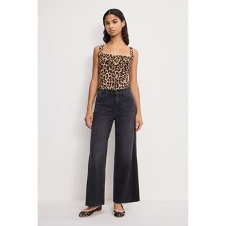 Good American Womens Good Skate Cropped Wide Jeans | Black, 407 Size 28 Plus | Good American by Khlo&Egrave; Kardashian