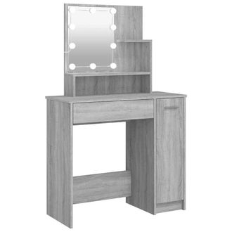 Berkfield Home Dressing Table with LED Grey Sonoma 86.5x35x136 cm