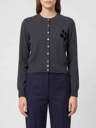 Isabel Marant Cardigan slim fit in misto lana e cotone con logo jacquard