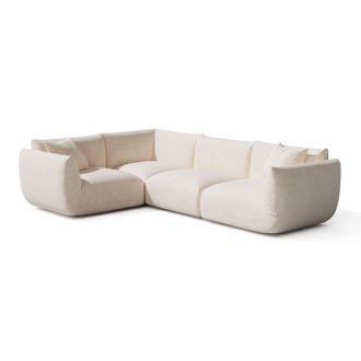 Sia Home Sof&aacute; esquinero izquierdo modular 5-6 plazas terciopelo chenilla crema