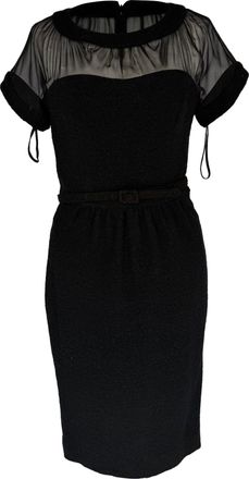 Oscar De La Renta Oscar De La Renta Midi Dress in Black Wool